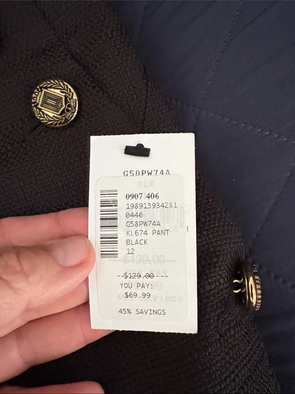 Karl Lagerfeld Black Wide-Leg Trousers with Gold Buttons